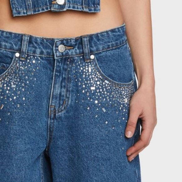 MILK IT - Blue Embellished Women Jeans (Size 14) - Picture 8 of 10
